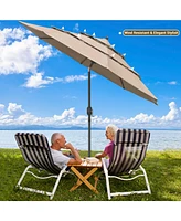 Yescom 10 Ft 3 Tier Patio Umbrella with Crank Handle Push to Tilt Aluminum Backyard