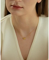 Sterling Silver 18k Gold Plated Alexandra Necklace & Stud Earrings Set