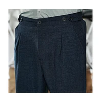 Campus Sutra Men's Prussian Blue Pleated Tailored Trousers