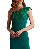 Tadashi Shoji Reya One-Shoulder Embroidered Illusion Dress