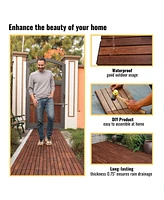 30-Piece Acacia Wood Deck Tiles - 12" x 12" Striped