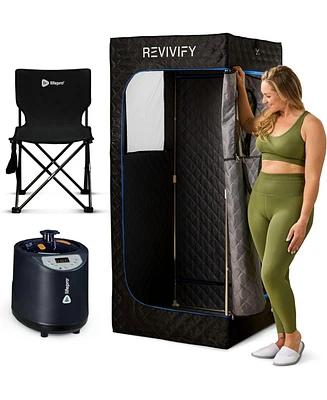 LifePro Revivify Mini Portable Sauna Box – Foldable Personal Steam Sauna Tent for Home Use with Adjustable Heat & Timer – Includes Chair