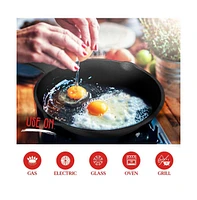 NutriChef Cast Iron Skillet Pan Set - 3 Pre-Seasoned Skillets (6", 8", 10") with Scraper