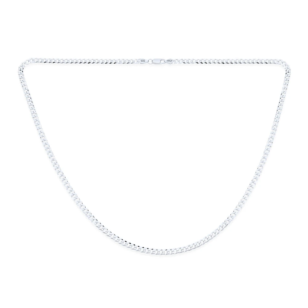 Bling Jewelry Solid 4MM Sterling Silver Miami Cuban Curb Chain Necklace