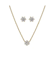 Sterling Silver 18k Gold Plated Estelle Necklace & Stud Earrings Set