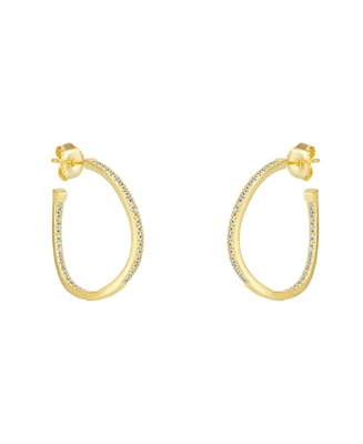Spero London Sterling Silver Large Wavy Stud Hoop Earring With Interior Gemstones