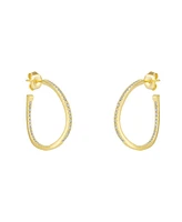Spero London Sterling Silver Large Wavy Stud Hoop Earring With Interior Gemstones