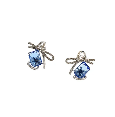 Sohi Crystal-Bow Stud Earrings
