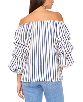 Vince Camuto Women's Striped Off-The-Shoulder Bubble-Sleeve Blouse