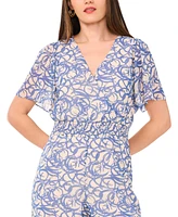 Vince Camuto Women's Printed Surplice Flutter-Sleeve Jumpsuit