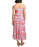 Jones New York Petite Printed Tiered Sleeveless Maxi Dress