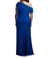 Tadashi Shoji Plus Cassia Bow-Shoulder Crepe Gown