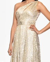 Betsy & Adam Women's Metallic One-Shoulder Dress