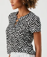 Ella Rafaella Petite Chevron Print Short Sleeve Top