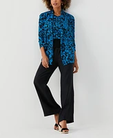 Ella Rafaella Petite Eco Floral Print Roll Collar Draped Long Sleeve Cardigan Sweater