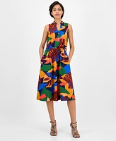 Sandra Darren Women's Printed Drawstring Midi Shirtdress
