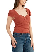 Bcx Juniors' Clip-Dot Sweetheart-Neck Top