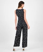 Connected Women's Printed Tie-Waist Sleeveless Jumpsuit