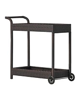 Mobile Resin Wicker Bar Cart - Entertain with Ease!