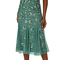 Adrianna Papell Women's Embellished Ruffled Godet Dress