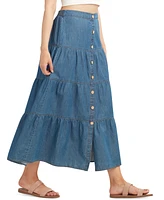 Bcx Juniors' Denim Tiered Maxi Skirt