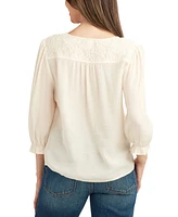 Bcx Juniors' Lace-Trim 3/4-Sleeve Peasant Top