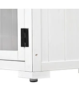 Outdoor Wood Storage Cabinet with Lockable Door
