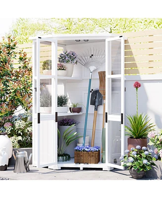 Outdoor Wood Storage Cabinet with Lockable Door