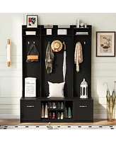 Entryway Hall Tree: Bench, Coat Rack