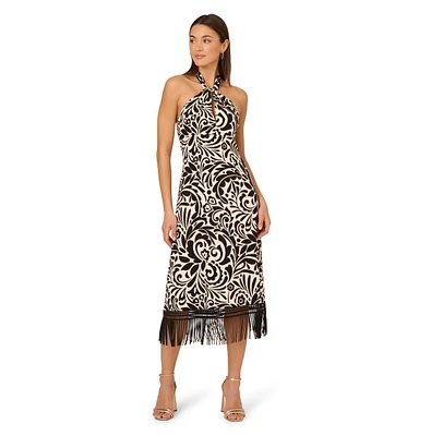 Adrianna Women's Sleeveless Halter Midi Dress