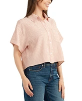 Bcx Juniors' Striped Cropped Oversized Top