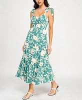 Trixxi Juniors' Printed Ruffled Sleeveless Midi Dress