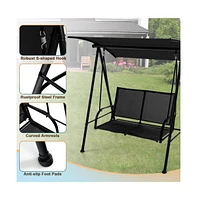 2-Seat Outdoor Canopy Swing with Comfortable Fabric Seat and Heavy-duty Metal Frame