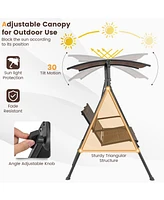 Gymax Porch Swing Glider 2 Seat Soft Cushion Adjustable Canopy Garden Outdoor Patio