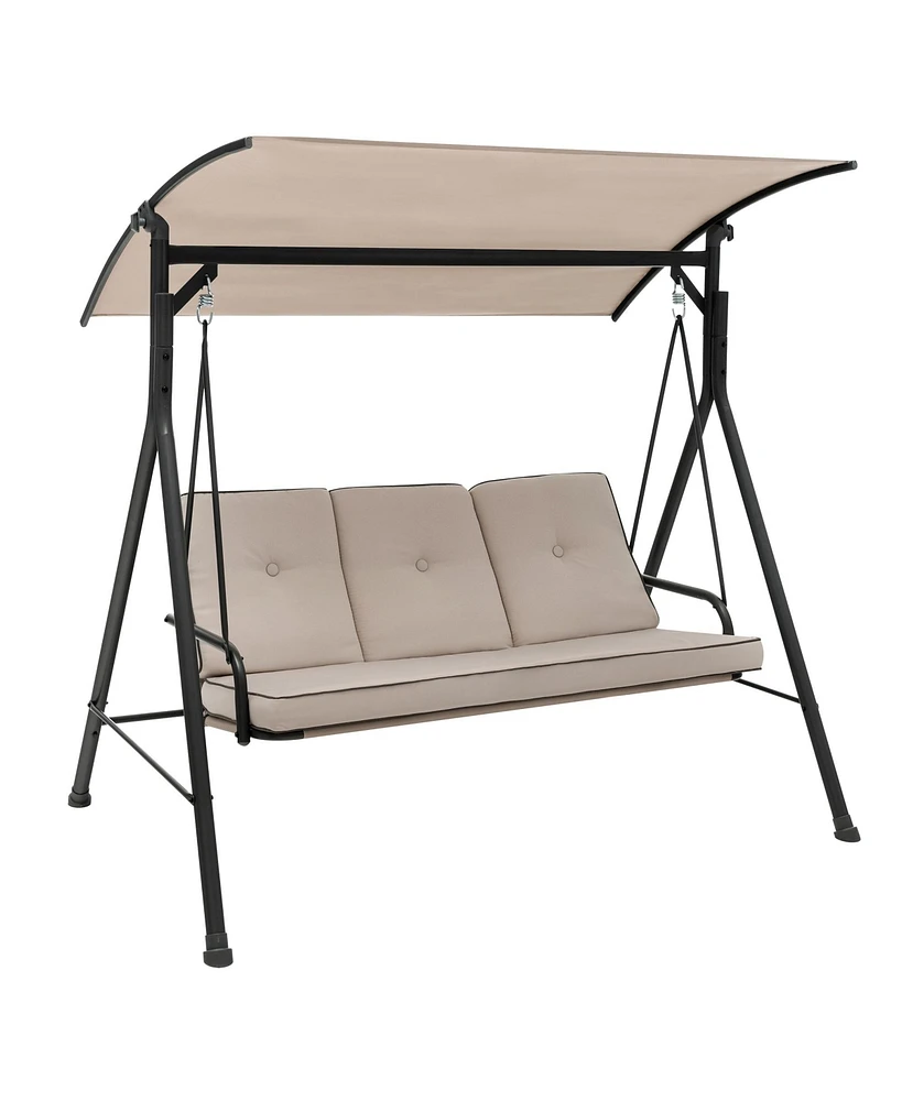 Gymax 3PCS Hammock Chair Patio Porch Swing w/ Adjustable Canopy Removable Pads