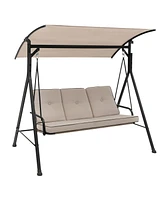 Gymax 3PCS Hammock Chair Patio Porch Swing w/ Adjustable Canopy Removable Pads