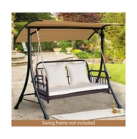 880LBS Wicker Hanging Porch Swing with Cushions