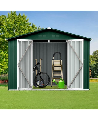 Metal garden sheds 6ftx8ft outdoor storage sheds Green+White