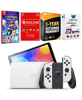 Nintendo Switch White Oled Console with Mario + Rabbids Sparks of Hope Cosmic Edition, Nso 12 Month Family Membership