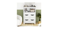 24 Inch Floor Cabinet with 2 Open Compartments and 2 Drawers