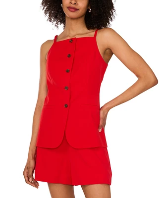 1.state Women's Square-Neck Button-Front Long Vest