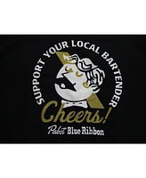Pabst Blue Ribbon Support Your Local Bartender World Logo Men's Black Long-Sleeve Sweatshirt-xxl