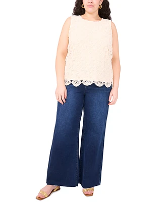 Vince Camuto Plus Crochet-Front Scalloped-Hem Tank Top
