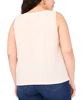 Vince Camuto Plus Crochet-Front Scalloped-Hem Tank Top