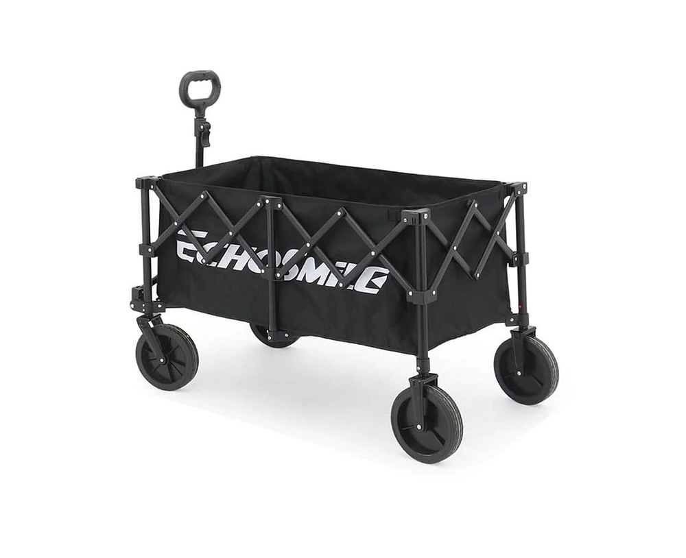 EchoSmile Collapsible Foldable Wagon with 300lbs Weight Cart Heavy Duty Folding Beach Wheels and Adjustable Handle for Camping Garden