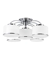 Cwi Lighting 10" Metal Frosted 5 Light Drum Shade Flush Mount