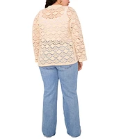 Vince Camuto Plus Pointelle Cotton Cardigan