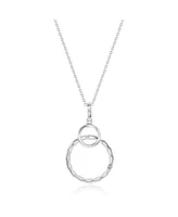 Suzy Levian Sterling Silver Cubic Zirconia Circle Pendant Necklace