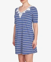 Ruby Rd. Petite Embroidered Stripe Knit Dress