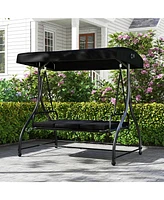 Gymax Converting Patio Swing Chair Porch Bed w/Adjustable Canopy & Thickened Cushion